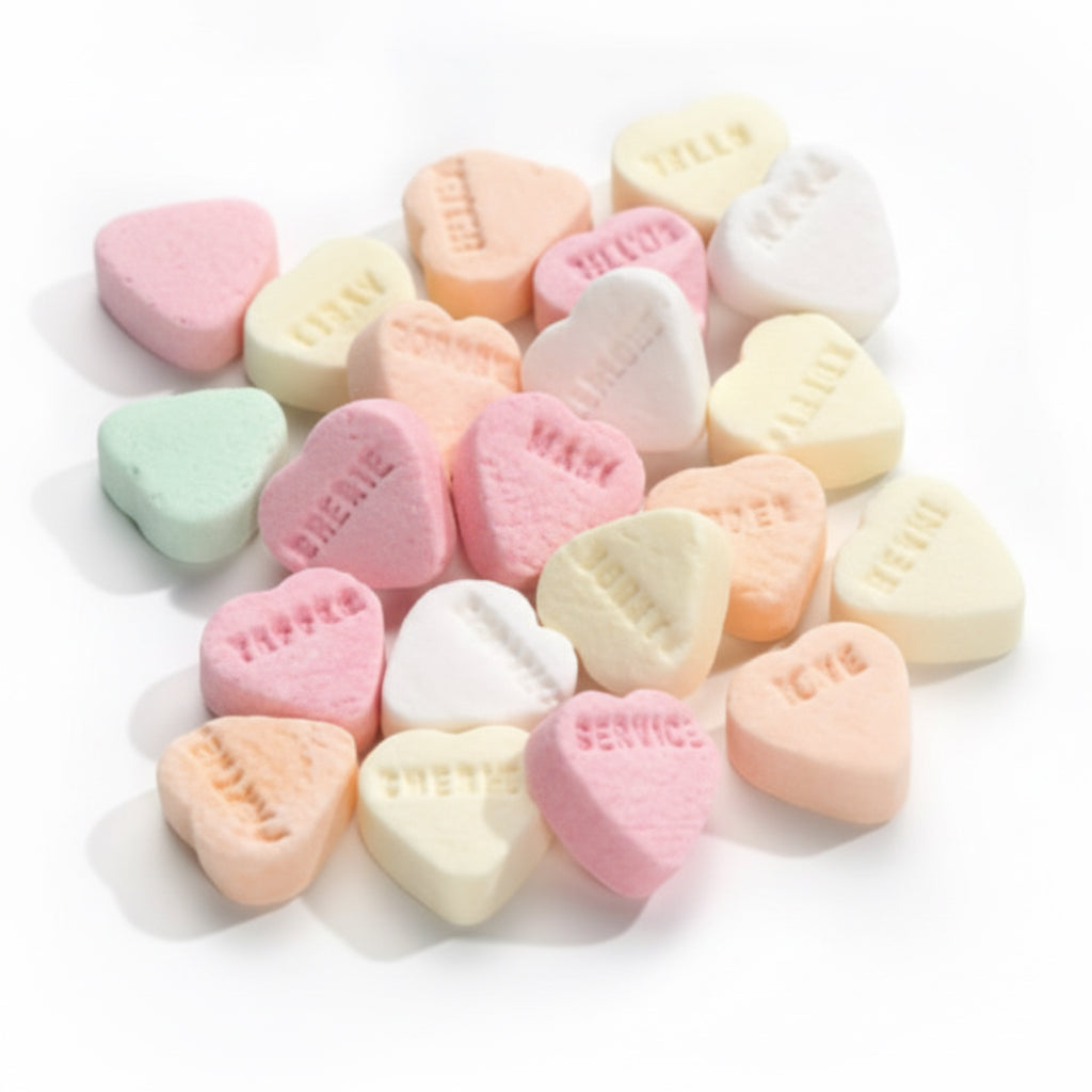 Petits cĆurs dextrose avec message -100g