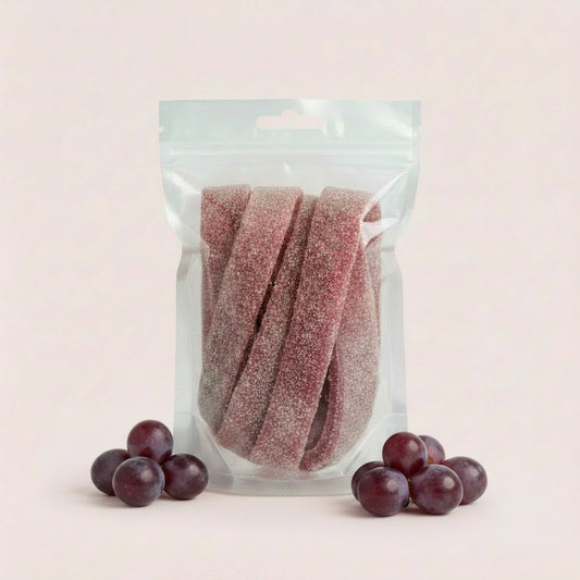 Bandos Super Acide Saveur Raisin – Rubans Gélifiés Halal – x10
