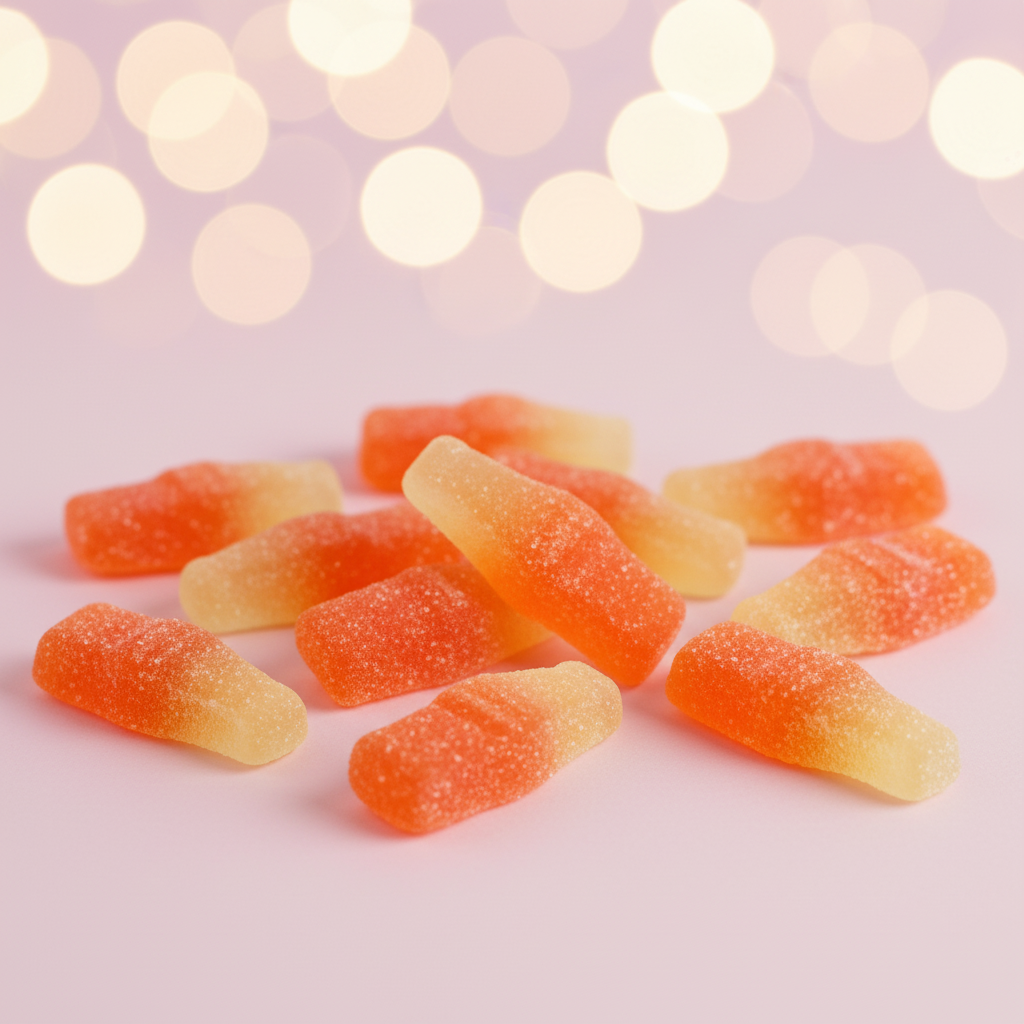 Bouteilles Acidulées Saveur Orange – Bonbons Gélifiés Halal – Dulceplus – 100g