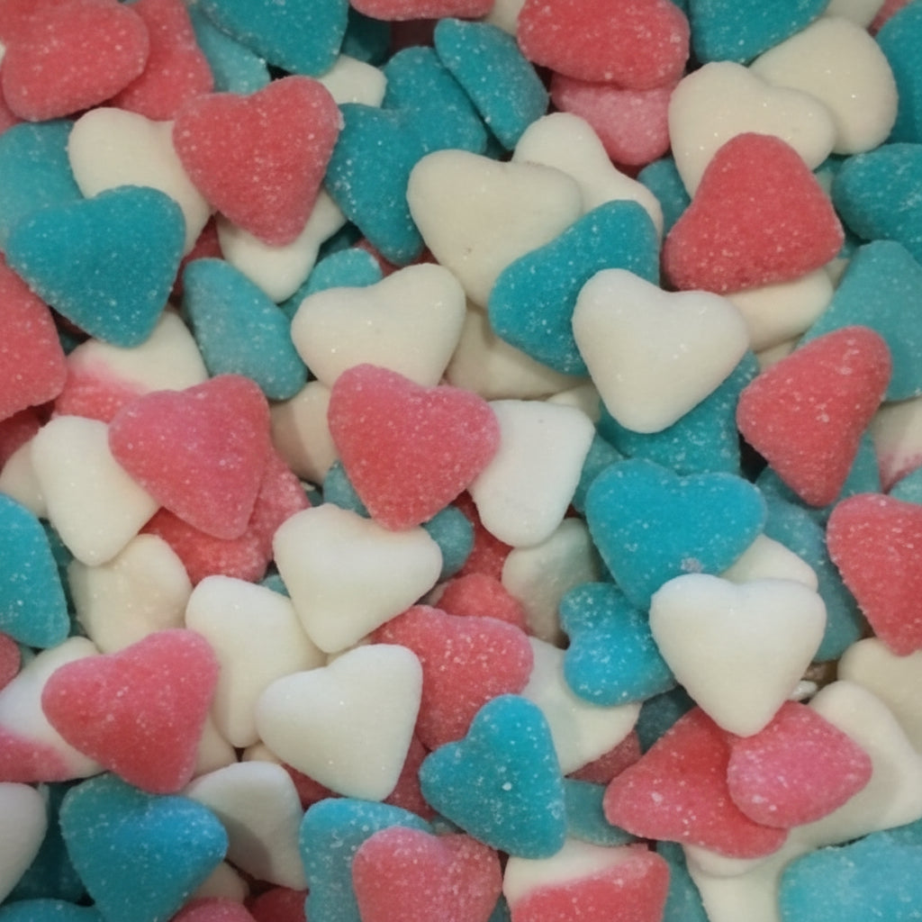 Cœur Mix sucré blanc,bleu, rose Dulceplus -100g