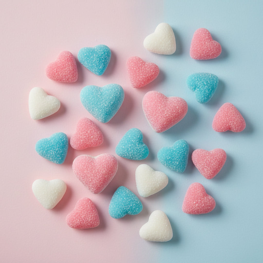 Cœur Mix sucré blanc,bleu, rose Dulceplus -100g