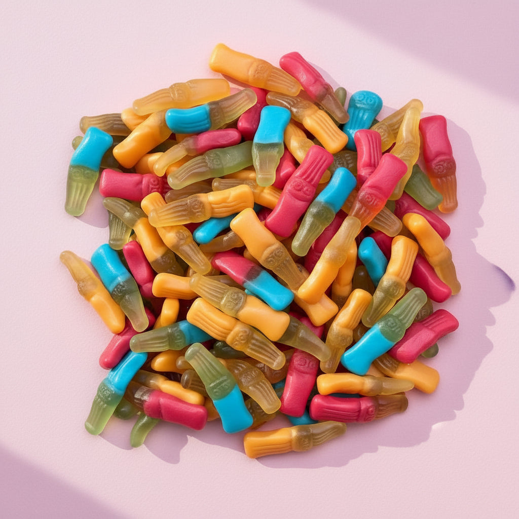 Bouteilles Multicolores Lisses – Bonbons Gélifiés Halal – Damel – 100g