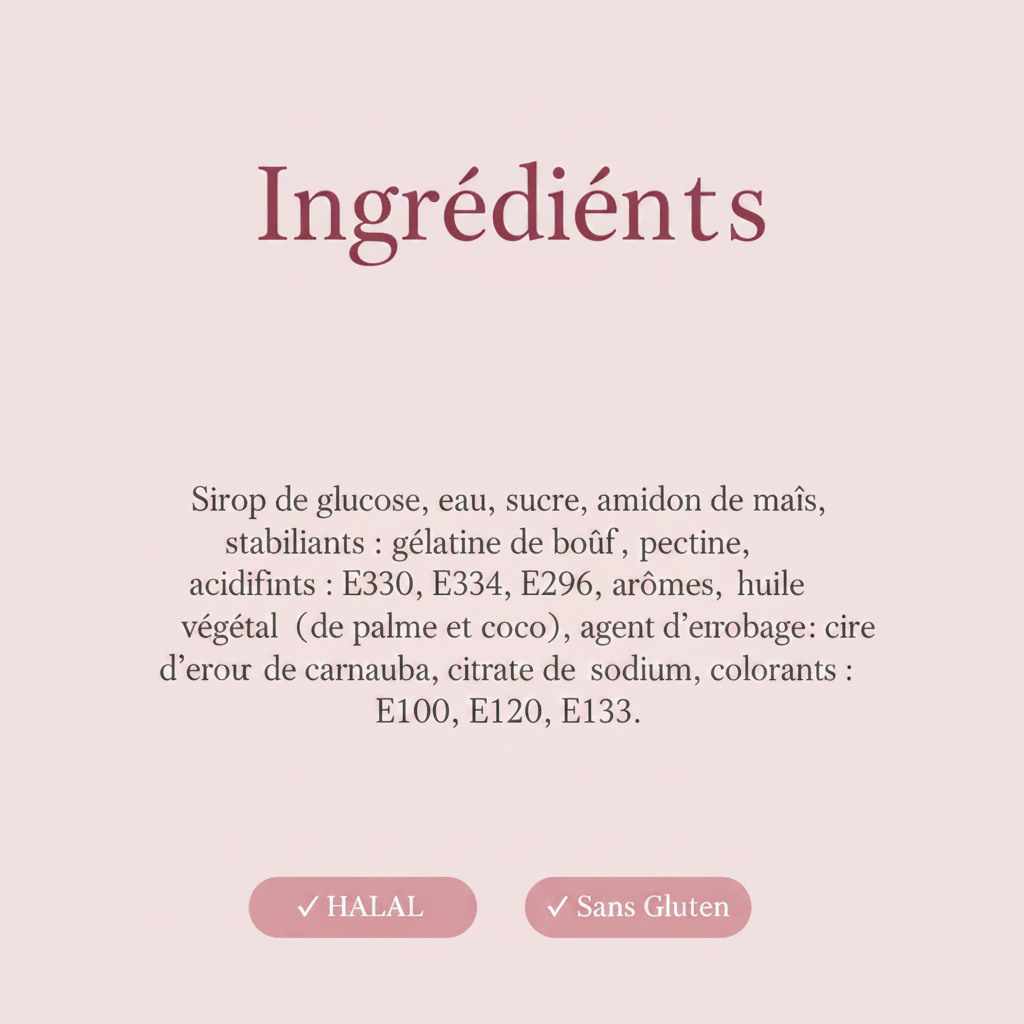 Carte Ingrédients - Mini Oursons Sucrés
