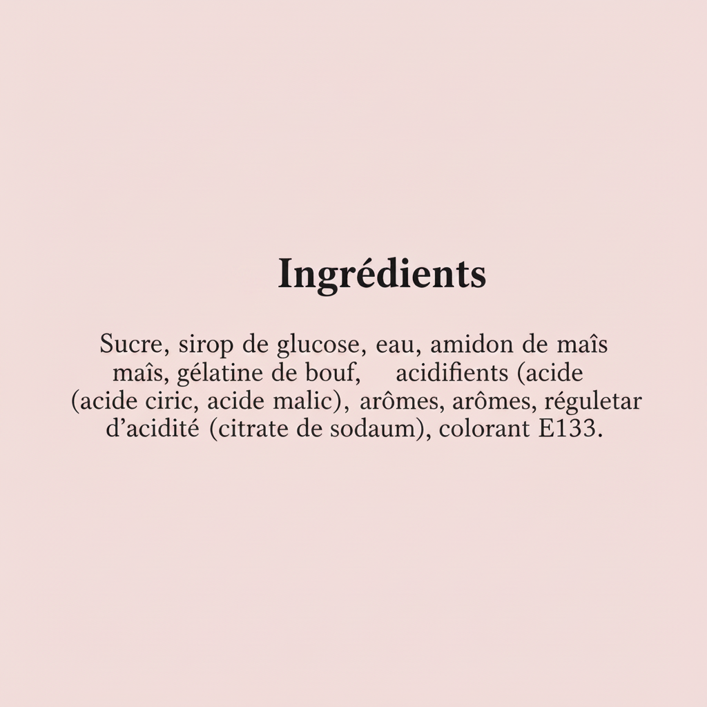 Ingrédients - Sans pastèque