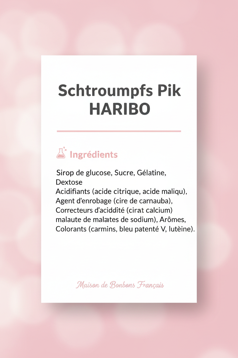 Ingrédients Schtroumpfs Pik HARIBO