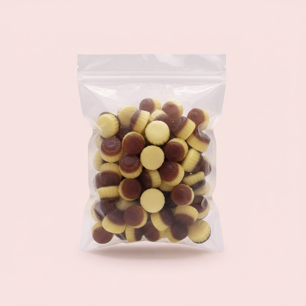 Flans Lisses Saveur Caramel – Bonbons Gélifiés Halal – Dulceplus – 100g